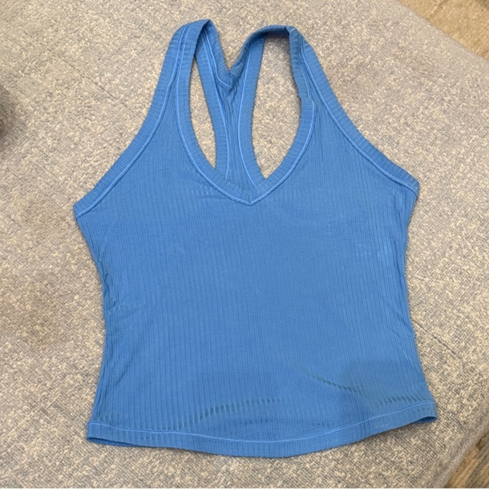 Athleta Blue Ribbed Tank Top